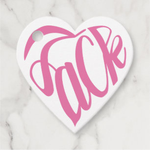 Hjärtat klippt tack som rosa kalligrafi favour tags