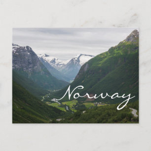Hjelle valley in Norway text postcard
