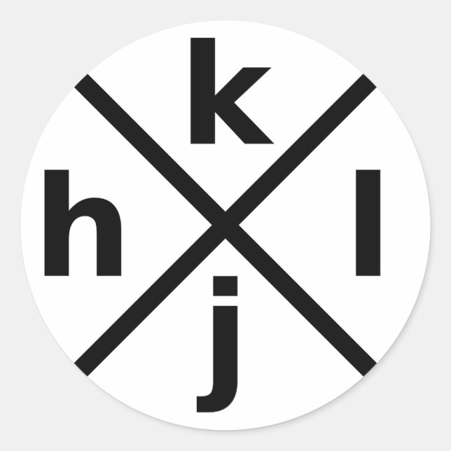 hjkl for Hardcore Vi/Vim Hackers - Round Sticker (Front)