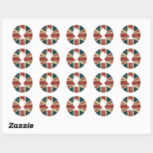 HM Queen, Distressed vintage Union Jack flag   Classic Round Sticker