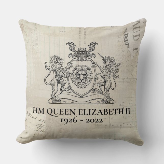 HM Queen Elizabeth II 1926-2022 Throw Pillow (Front)