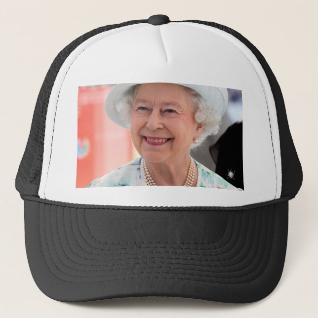 HM Queen Elizabeth II Abu Dhabi Professional Photo Trucker Hat (Front)