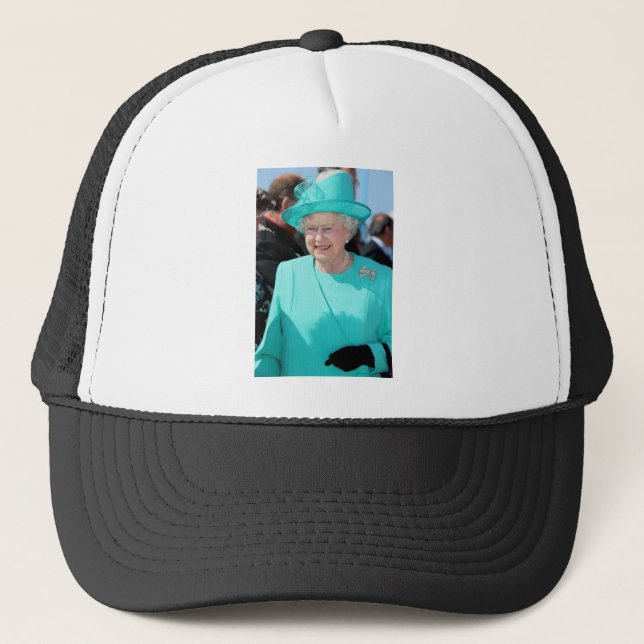 HM Queen Elizabeth II in Turquoise Hat Professiona (Front)
