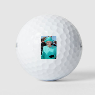 HM Queen Elizabeth II in Turquoise Hat Professiona Golf Balls