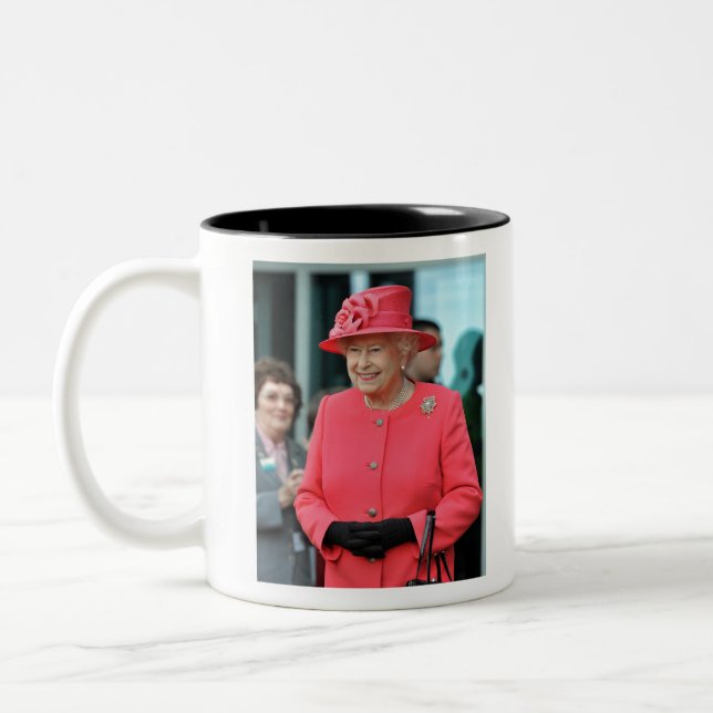 HM Queen Elizabeth II Warrington 2012 Professional Two-Tone Coffee Mug (Left)