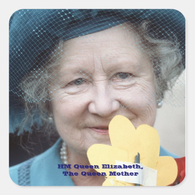 HM Queen Elizabeth, The Queen Mother 1984 Square Sticker (Front)