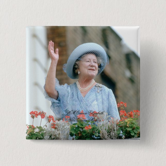 HM Queen Elizabeth, The Queen Mother 1985 15 Cm Square Badge (Front)