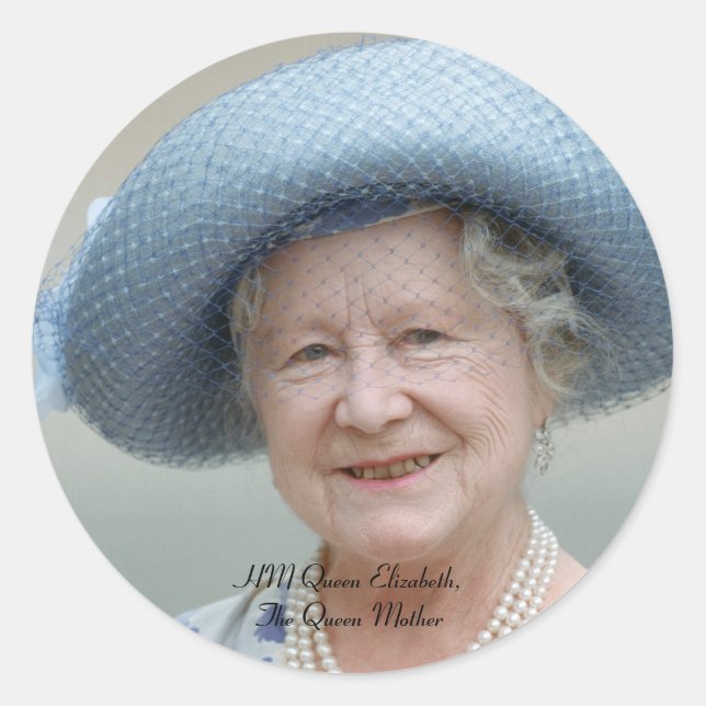 HM Queen Elizabeth, The Queen Mother 1988 Classic Round Sticker (Front)