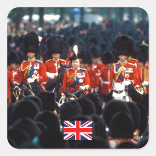 HM The Queen Elizabeth II Prince Philip London Square Sticker
