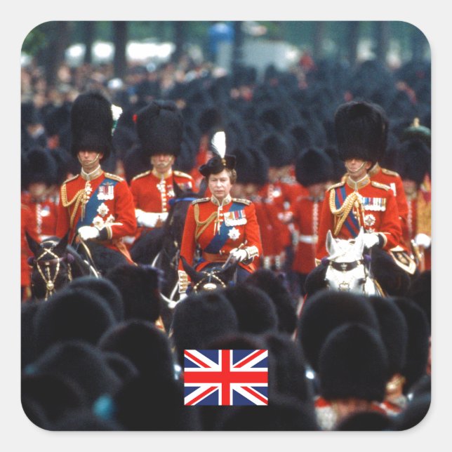 HM The Queen Elizabeth II Prince Philip London Square Sticker (Front)