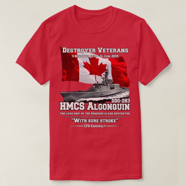 HMCS Algonquin Destroyer Veterans T-Shirt (Design Front)