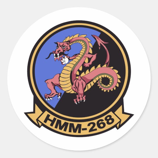 HMM-268 Red Dragons Classic Round Sticker (Front)