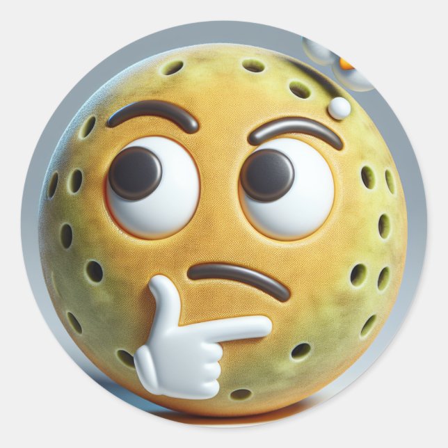 Hmm…– Thinking Pickleball Emoji Sticker (Front)