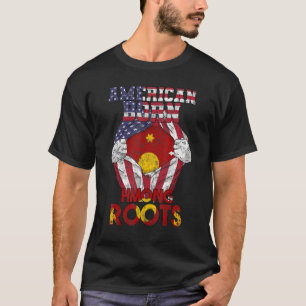 Hmong Miao Flag Day Proud America Hands Dna Mix Br T-Shirt