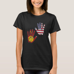 Hmong Miao Flag Day Proud America Hands Dna Mix Br T-Shirt