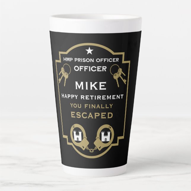 HMP Prison Officer Retirement Latte Mug (Front)
