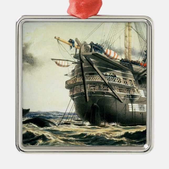 HMS Agamemnon laying the original Atlantic cable, Metal Tree Decoration (Front)