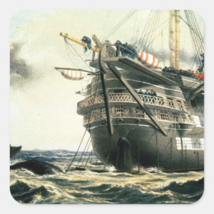 HMS Agamemnon laying the original Atlantic cable, Square Sticker