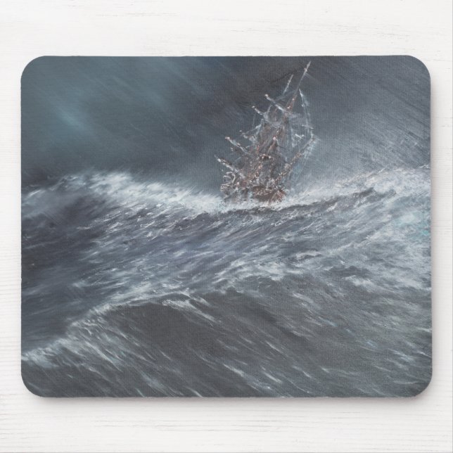HMS Beagle in a storm off Cape Horn Mouse Mat (Front)