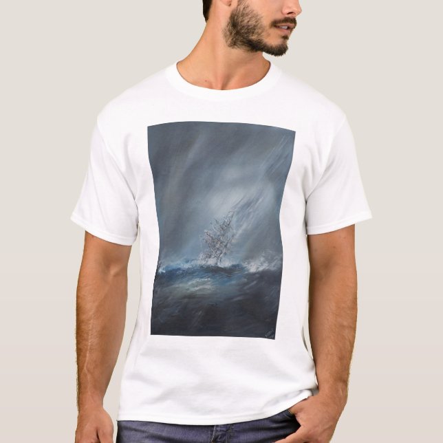 HMS Beagle in Storm off Cape Horn 24th December T-Shirt (Front)