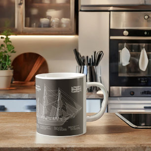 HMS Beagle Tall Ship - Ship Blueprint PBD Coffee Mug