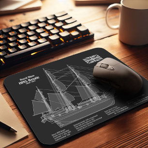 HMS Beagle Tall Ship - Ship Blueprint PBD Mouse Mat