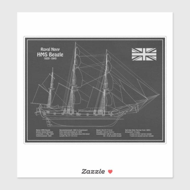HMS Beagle Tall Ship - Ship Blueprint PD (Sheet)