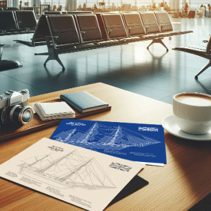 HMS Beagle Tall Ship - Ship Blueprint SD Postcard