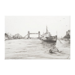 HMS Belfast on the river Thames London.2006 Canvas Print