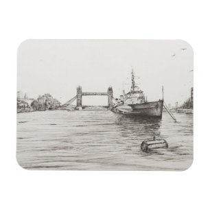 HMS Belfast on the river Thames London.2006 Magnet