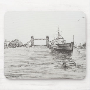 HMS Belfast on the river Thames London.2006 Mouse Mat