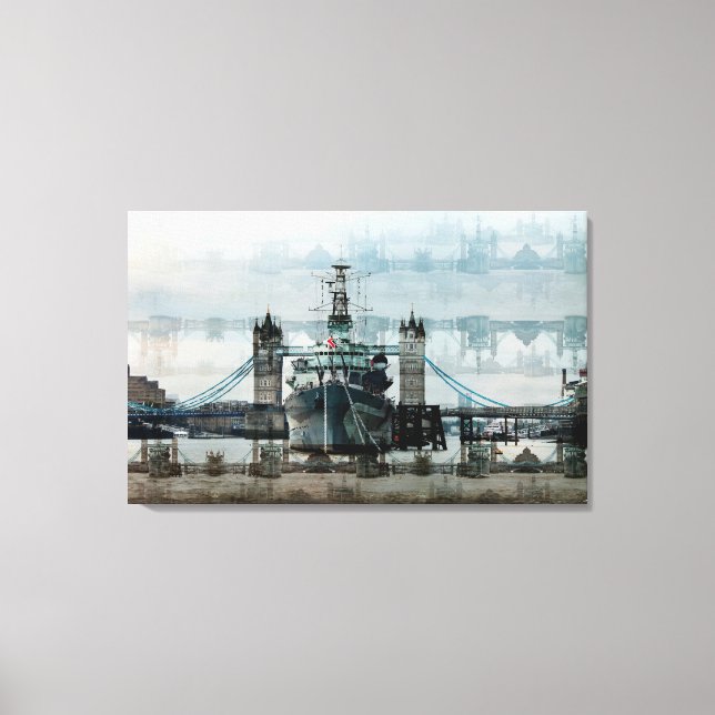 Hms Belfast On The Thames Canvas Print (Front)