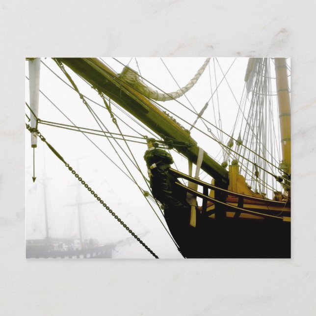 HMS Bounty Emerging from the Mist Postcard (Front)
