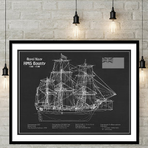 HMS Bounty - Ship Blueprint Plans PD Poster