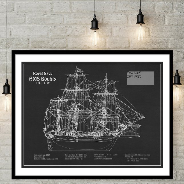 HMS Bounty - Ship Blueprint Plans PD Poster (Creator Uploaded)