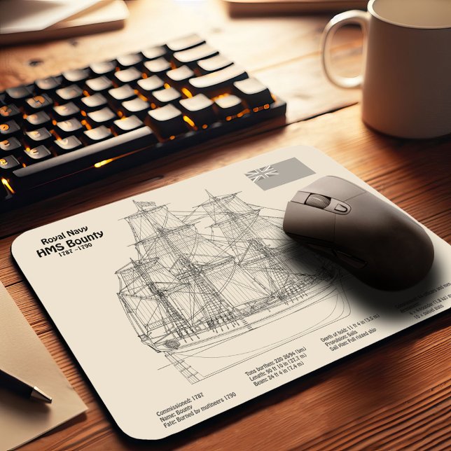 HMS Bounty - Ship Blueprint Plans SD Mouse Mat (Creator Uploaded)