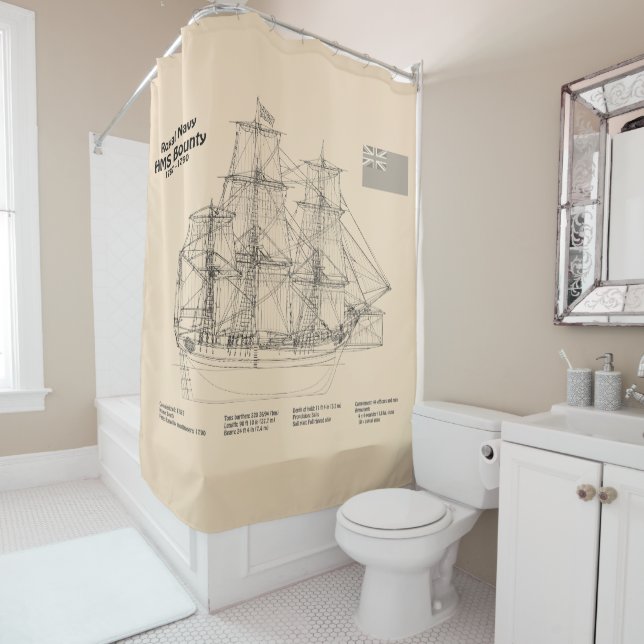 HMS Bounty - Ship Blueprint Plans SD Shower Curtain (In Situ)