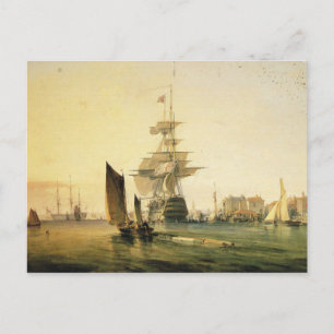 HMS Britannia entering Portsmouth, 1835 Postcard