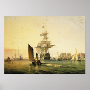 HMS Britannia entering Portsmouth, 1835 Poster
