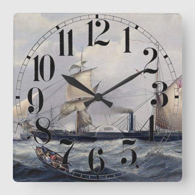HMS Cyclops Frigate 1839 Square Wall Clock (Front)