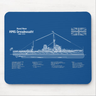 HMS Dreadnought - Ship Blueprint ABD Mouse Mat