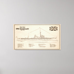 HMS Dreadnought - Ship Blueprint SD Canvas Print