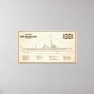 HMS Dreadnought - Ship Blueprint SD Canvas Print