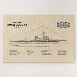 HMS Dreadnought - Ship Blueprint SD Jigsaw Puzzle