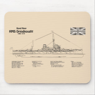 HMS Dreadnought - Ship Blueprint SD Mouse Mat