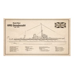 HMS Dreadnought - Ship Blueprint SD Photo Print
