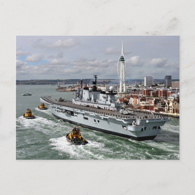 HMS Illustrious Vintage Nautical Aircraft Carrier Postcard (Front)