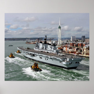 HMS Illustrious Vintage Nautical Aircraft Carrier Poster
