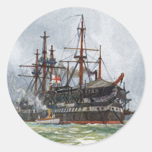 HMS Implacable a 74-gun third-rate ship Classic Round Sticker