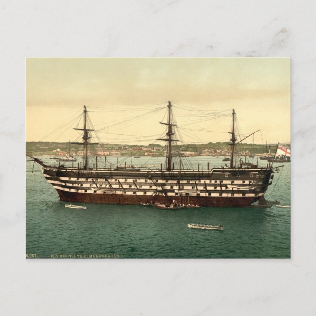 HMS Impregnable, Plymouth, Devon, England Postcard (Front)